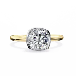 Cushion Bezel Diamond Solid Gold Engagement Ring