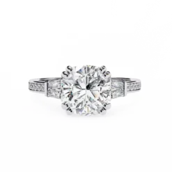 Cushion Three Stone 0.33 Carat Diamond Solid Gold Engagement Ring