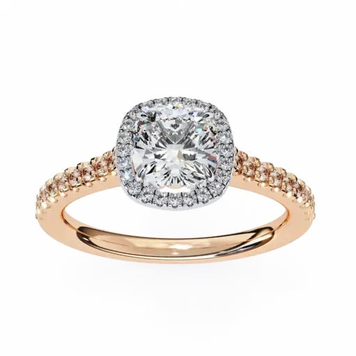 Cushion Hidden Halo 0.329 Carat Diamond Solid Gold Engagement Ring - Image 2