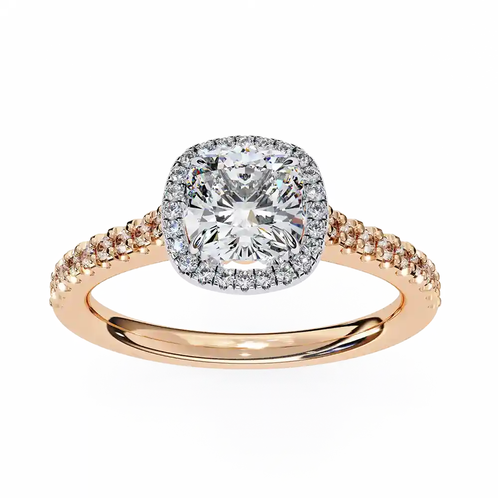 Cushion Hidden Halo 0.329 Carat Diamond Solid Gold Engagement Ring - Image 2