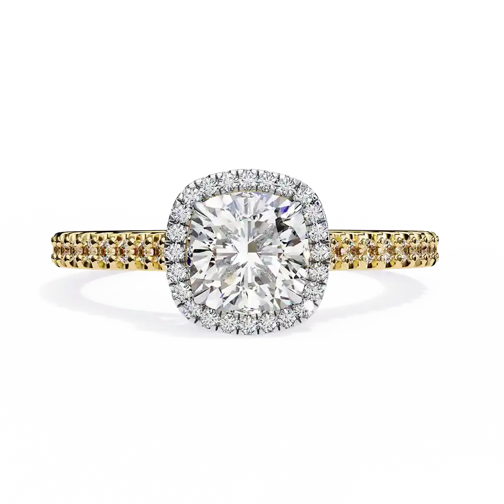 Cushion Hidden Halo 0.329 Carat Diamond Solid Gold Engagement Ring - Image 3