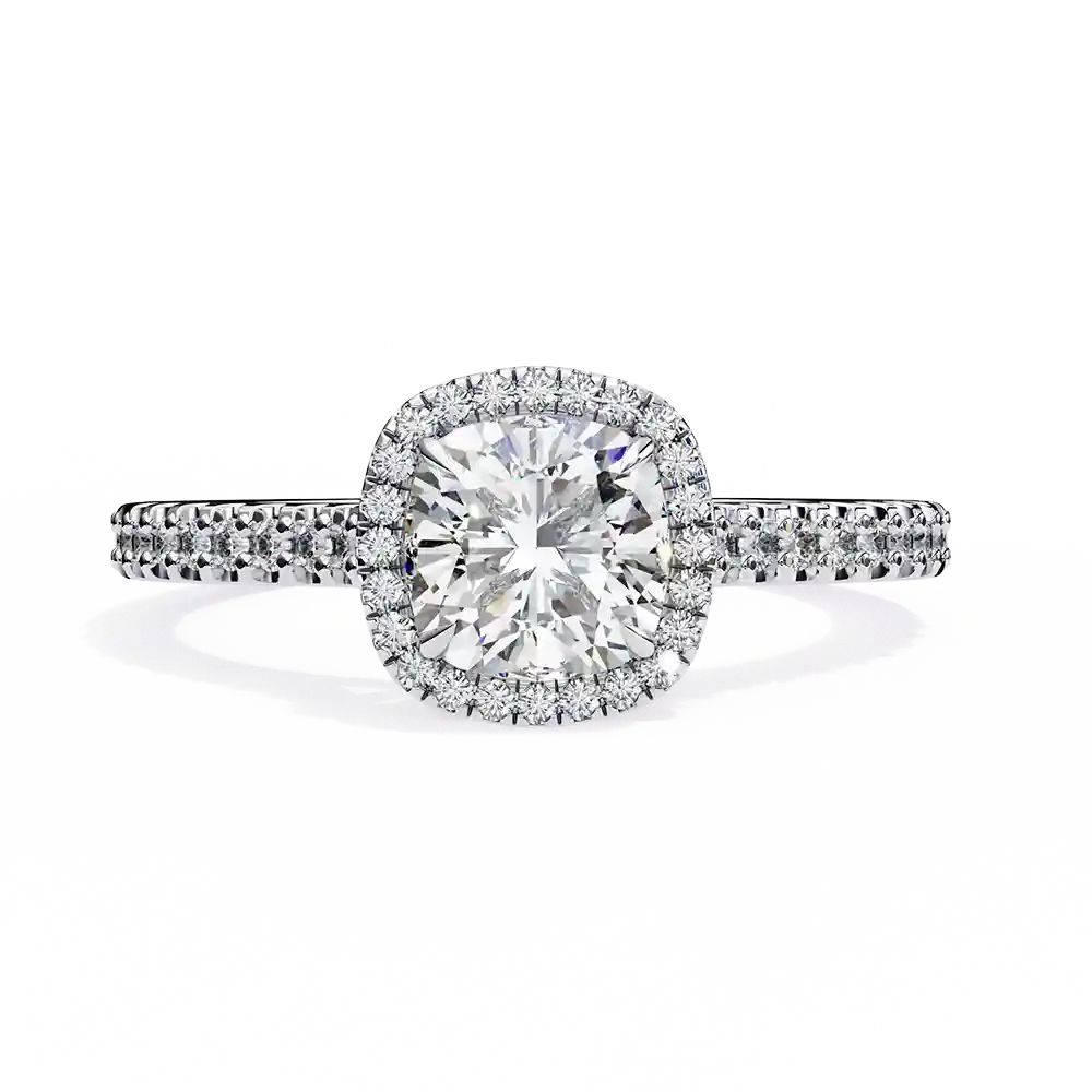 Cushion Hidden Halo 0.329 Carat Diamond Solid Gold Engagement Ring - Image 4