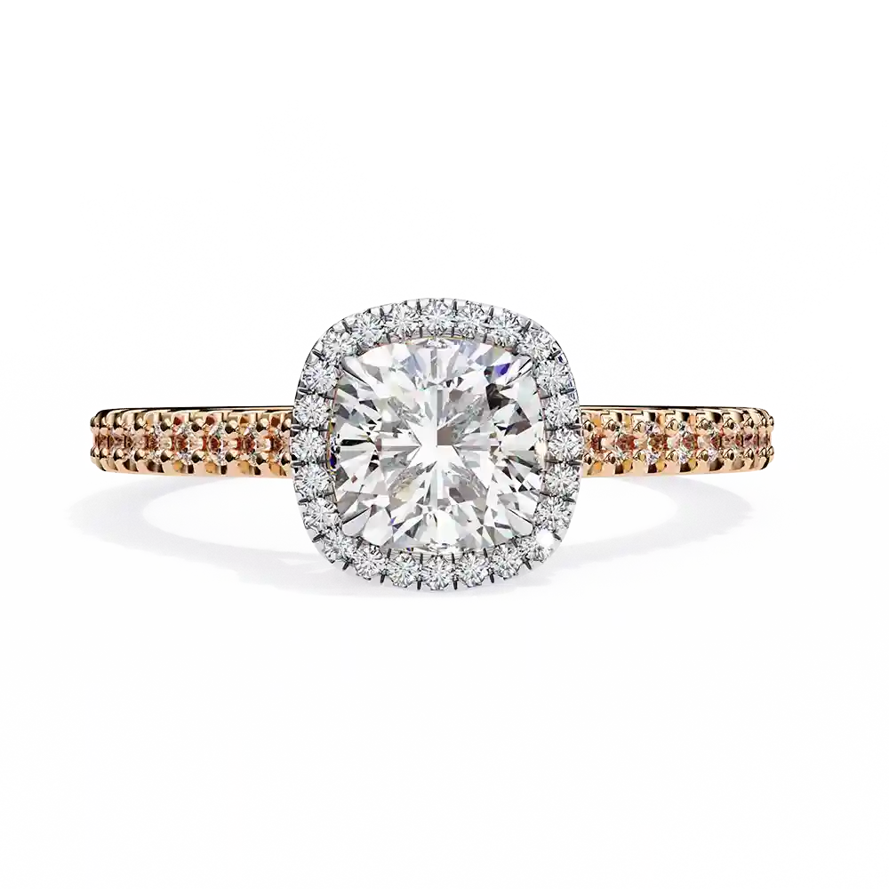 Cushion Hidden Halo 0.329 Carat Diamond Solid Gold Engagement Ring - Image 5