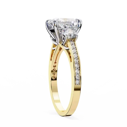 Princess Three Stone 0.66 Carat Diamond Solid Gold Engagement Ring - Image 10