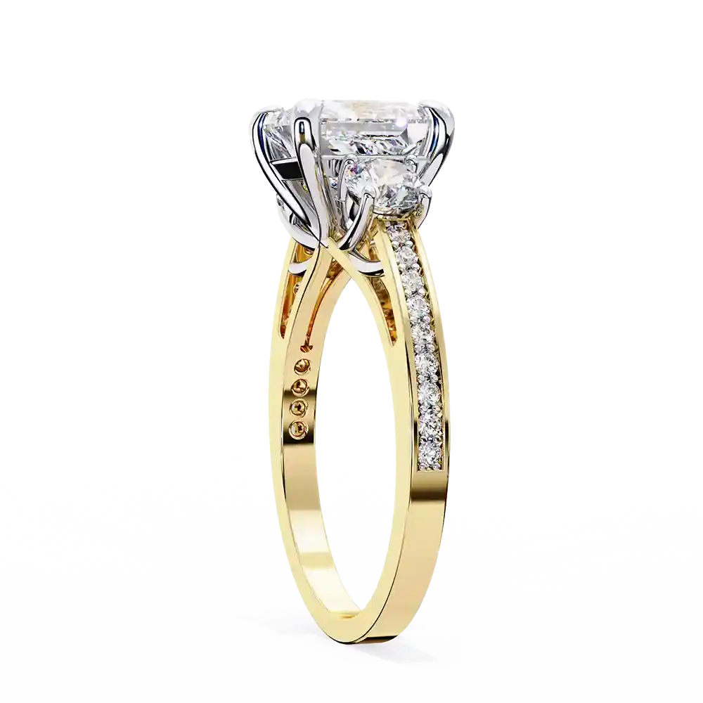 Princess Three Stone 0.66 Carat Diamond Solid Gold Engagement Ring - Image 10