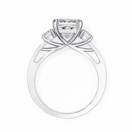 Princess Three Stone 0.66 Carat Diamond Solid Gold Engagement Ring - Image 5