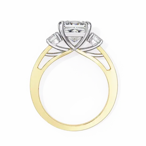 Princess Three Stone 0.66 Carat Diamond Solid Gold Engagement Ring - Image 6