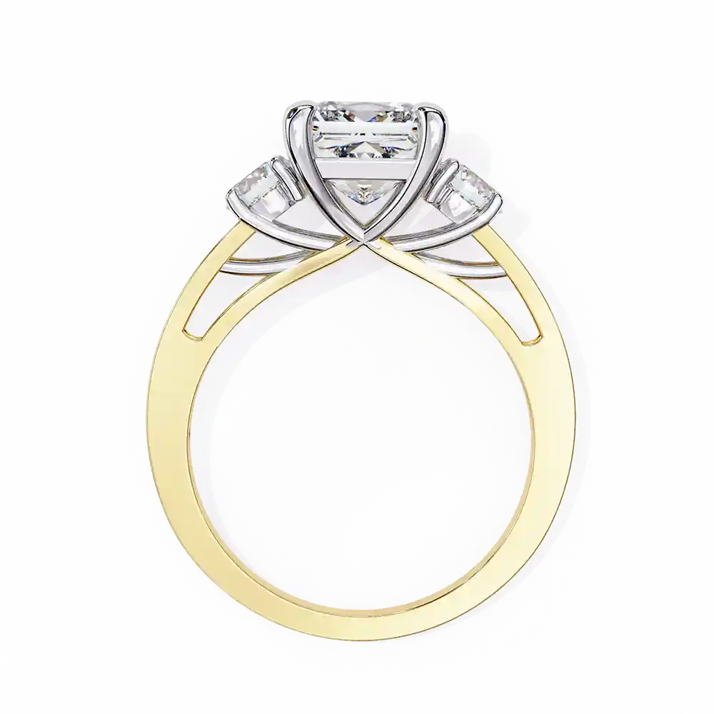 Princess Three Stone 0.66 Carat Diamond Solid Gold Engagement Ring - Image 6