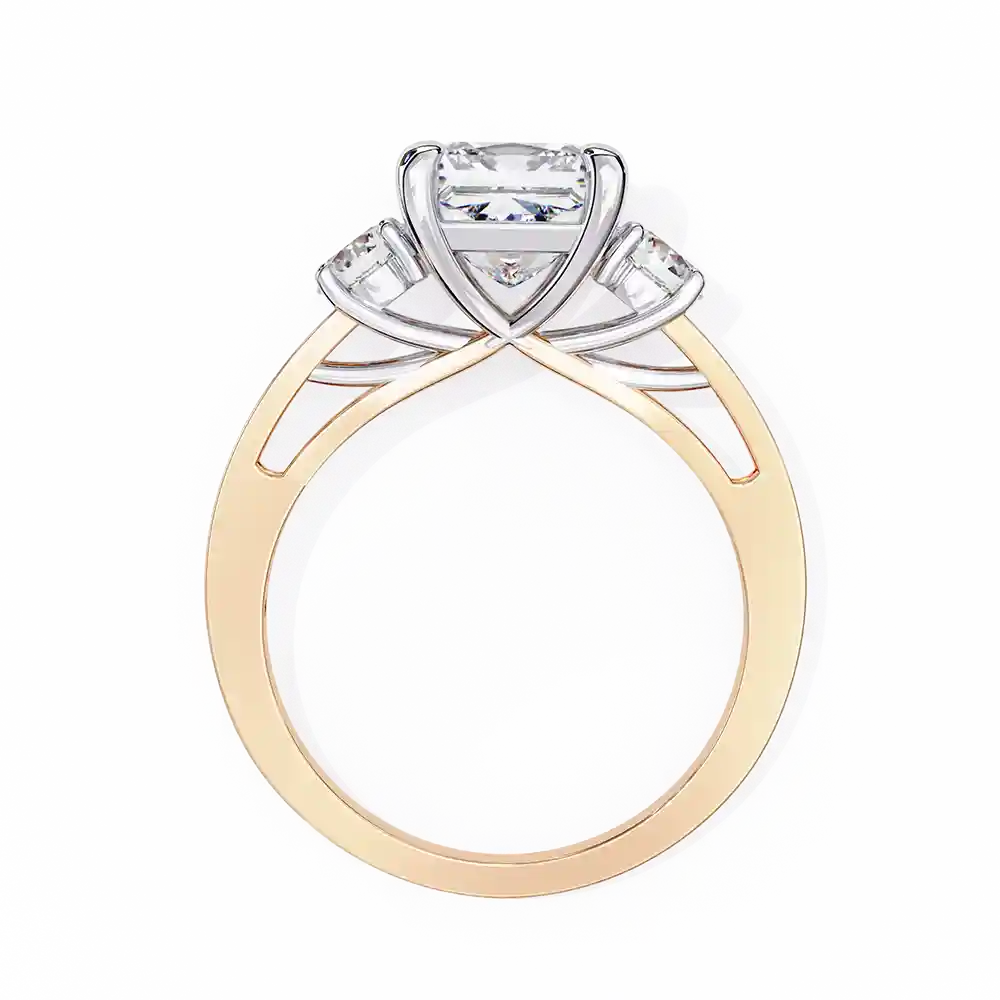Princess Three Stone 0.66 Carat Diamond Solid Gold Engagement Ring - Image 7
