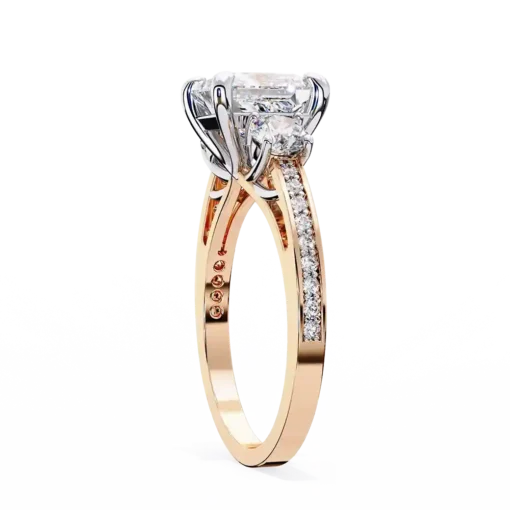 Princess Three Stone 0.66 Carat Diamond Solid Gold Engagement Ring - Image 8