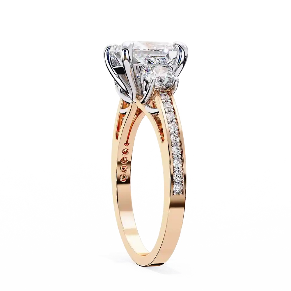 Princess Three Stone 0.66 Carat Diamond Solid Gold Engagement Ring - Image 8
