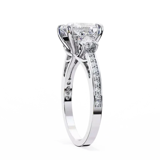 Princess Three Stone 0.66 Carat Diamond Solid Gold Engagement Ring - Image 9