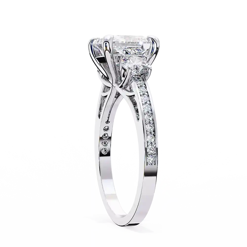 Princess Three Stone 0.66 Carat Diamond Solid Gold Engagement Ring - Image 9