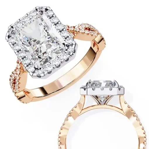 Radiant Unique 0.42 Carat Diamond Solid Gold Engagement Ring - Image 10
