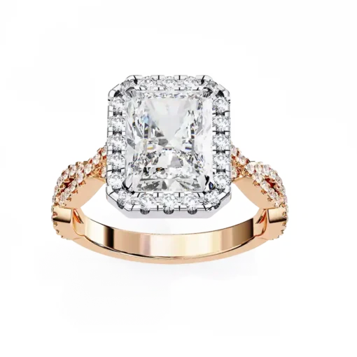 Radiant Unique 0.42 Carat Diamond Solid Gold Engagement Ring - Image 9