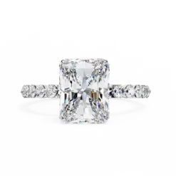 Emerald Diamond Bands 0.96 Carat Diamond Solid Gold Engagement Ring