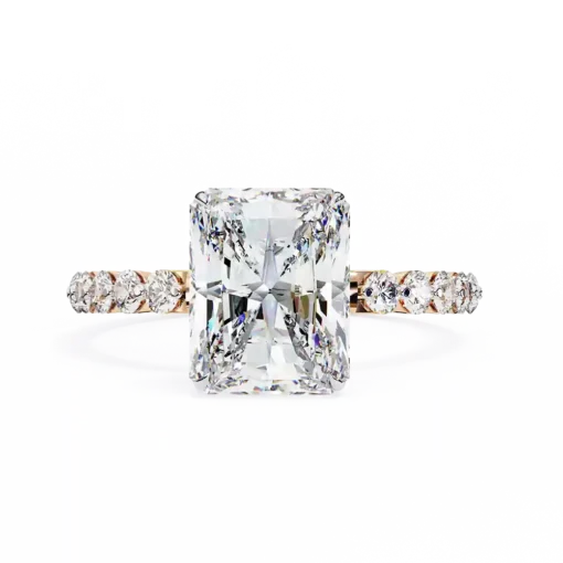 Emerald Diamond Bands 0.96 Carat Diamond Solid Gold Engagement Ring - Image 3