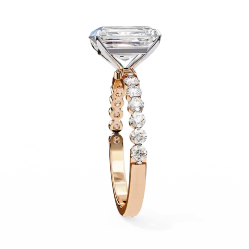Emerald Diamond Bands 0.96 Carat Diamond Solid Gold Engagement Ring - Image 7