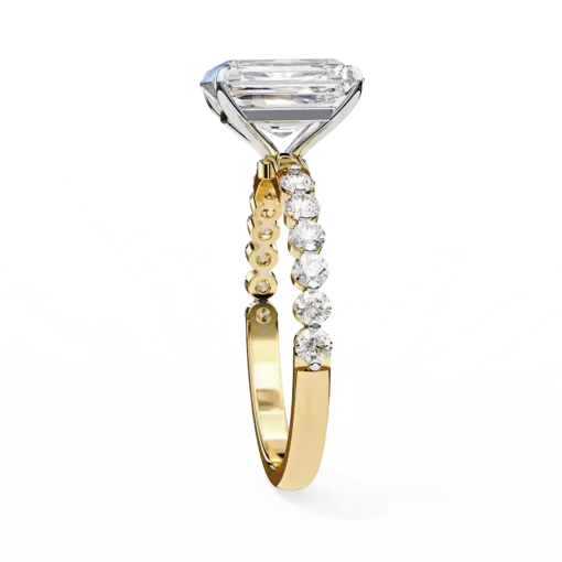 Emerald Diamond Bands 0.96 Carat Diamond Solid Gold Engagement Ring - Image 9