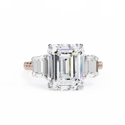 Emerald Three Stone 1.49 Carat Diamond Solid Gold Engagement Ring