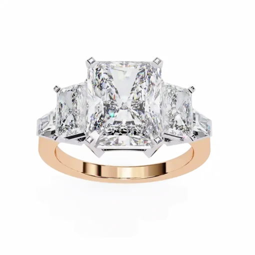 Radiant Three Stone 1.7 Carat Diamond Solid Gold Engagement Ring - Image 10
