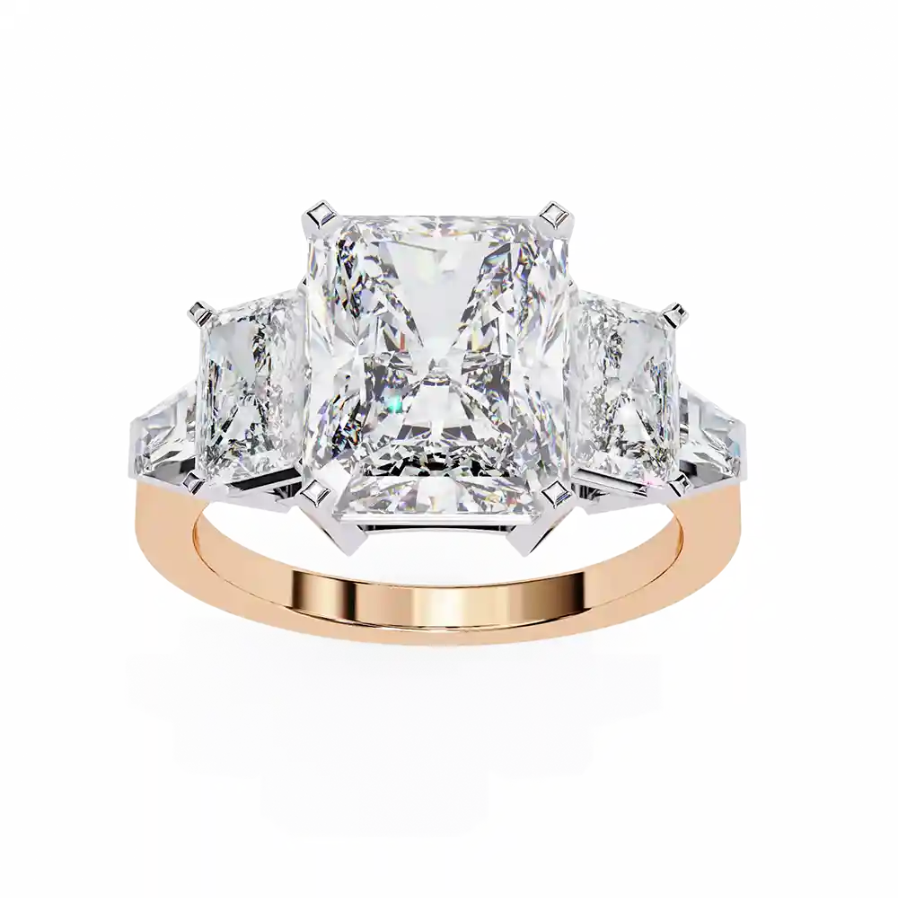 Radiant Three Stone 1.7 Carat Diamond Solid Gold Engagement Ring - Image 10