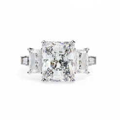Radiant Three Stone 1.7 Carat Diamond Solid Gold Engagement Ring