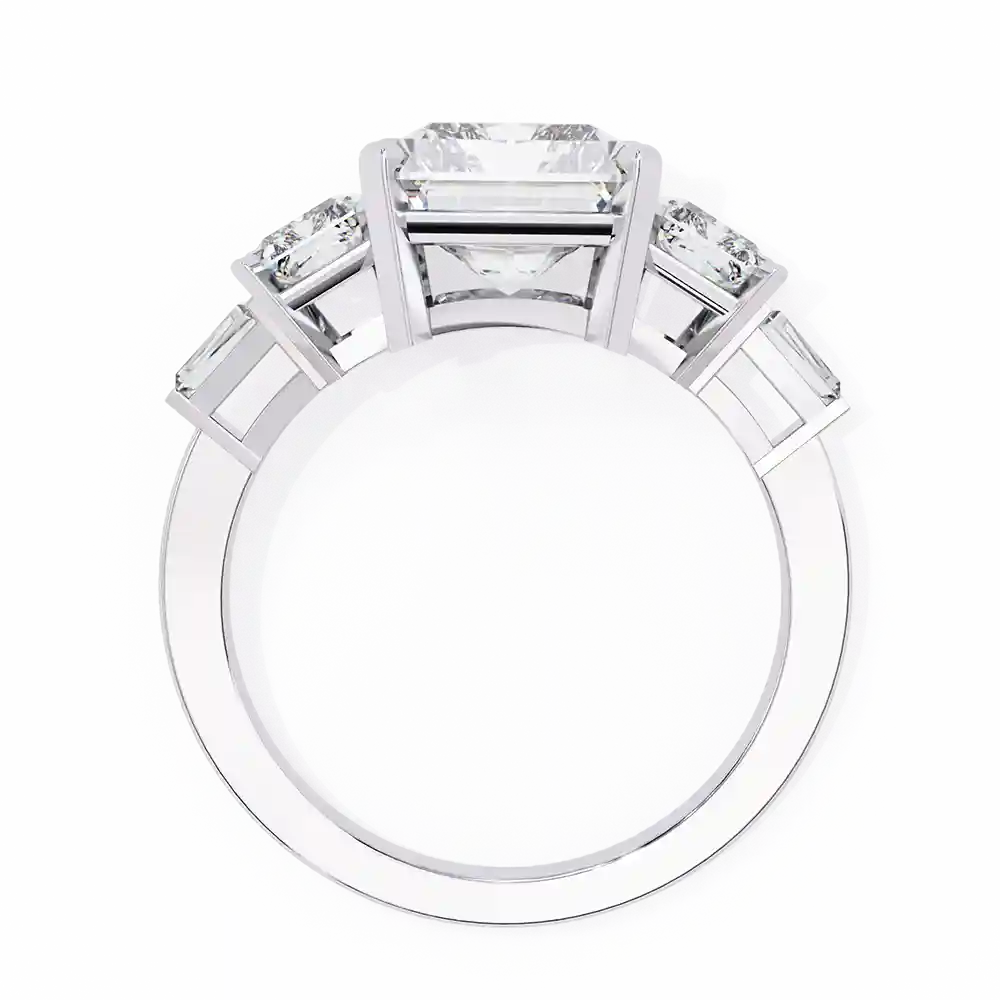 Radiant Three Stone 1.7 Carat Diamond Solid Gold Engagement Ring - Image 4