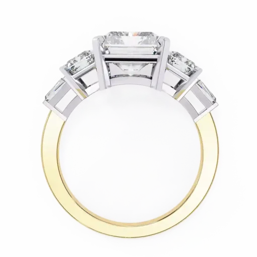 Radiant Three Stone 1.7 Carat Diamond Solid Gold Engagement Ring - Image 5