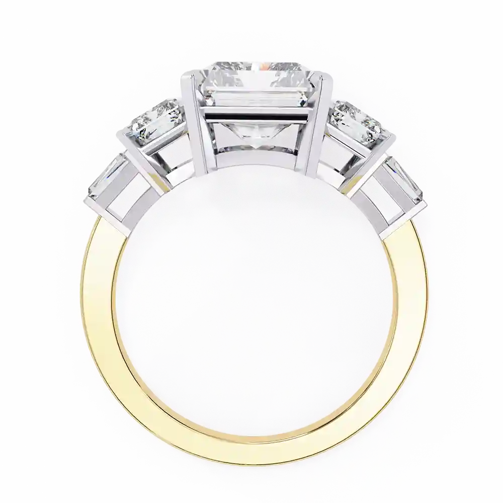 Radiant Three Stone 1.7 Carat Diamond Solid Gold Engagement Ring - Image 5