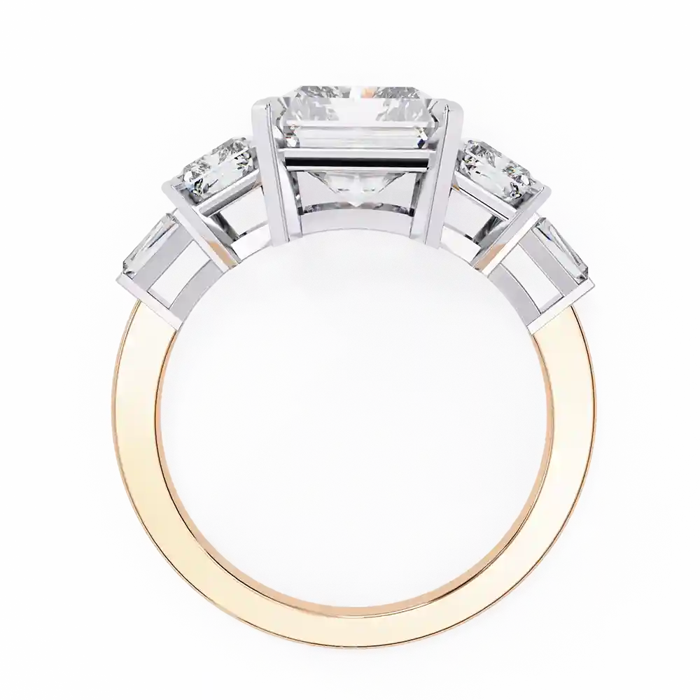 Radiant Three Stone 1.7 Carat Diamond Solid Gold Engagement Ring - Image 6
