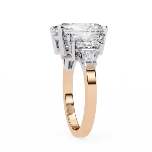 Radiant Three Stone 1.7 Carat Diamond Solid Gold Engagement Ring - Image 7