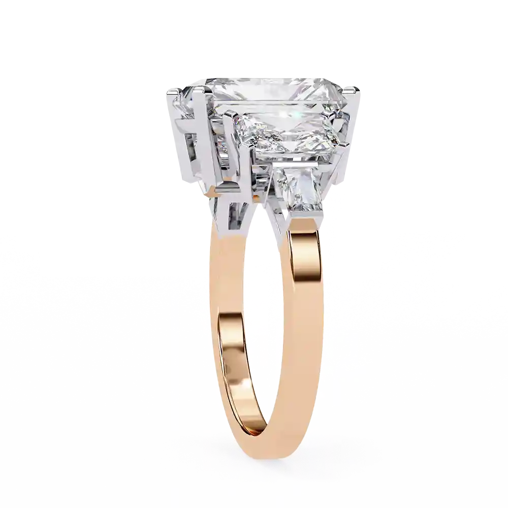 Radiant Three Stone 1.7 Carat Diamond Solid Gold Engagement Ring - Image 7