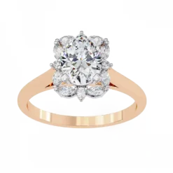 Oval Unique 0.198 Carat Diamond Solid Gold Engagement Ring