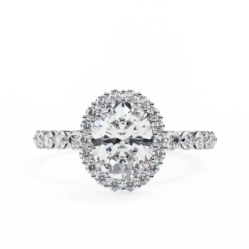 Oval Diamond Bands 0.58 Carat Diamond Solid Gold Engagement Ring - Image 2