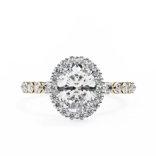 Oval Diamond Bands 0.58 Carat Diamond Solid Gold Engagement Ring