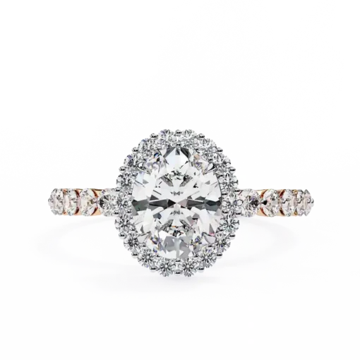 Oval Diamond Bands 0.58 Carat Diamond Solid Gold Engagement Ring - Image 3