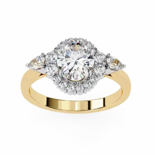 Oval Halo 0.46 Carat Diamond Solid Gold Engagement Ring - Image 2