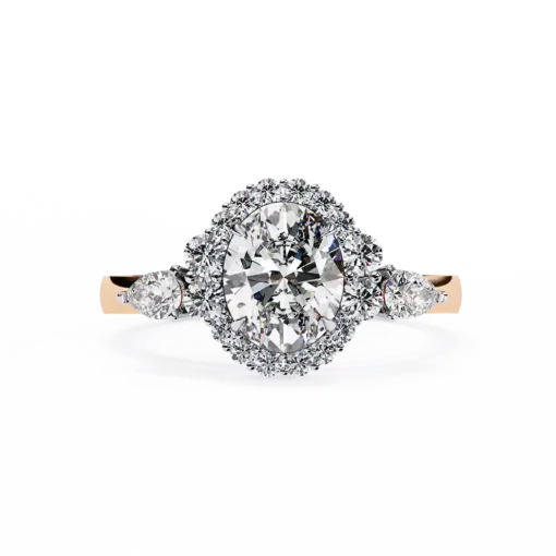 Oval Halo 0.46 Carat Diamond Solid Gold Engagement Ring - Image 10