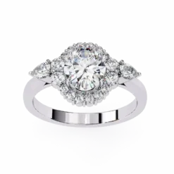 Oval Halo 0.46 Carat Diamond Solid Gold Engagement Ring