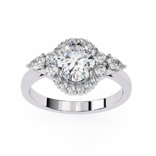 Oval Halo 0.46 Carat Diamond Solid Gold Engagement Ring