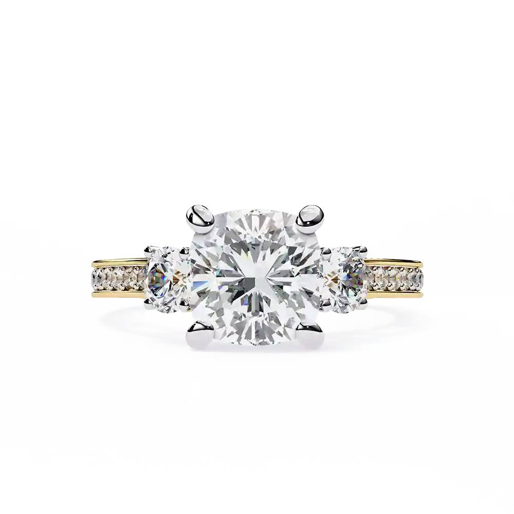 Princess Three Stone 0.66 Carat Diamond Solid Gold Engagement Ring - Image 2