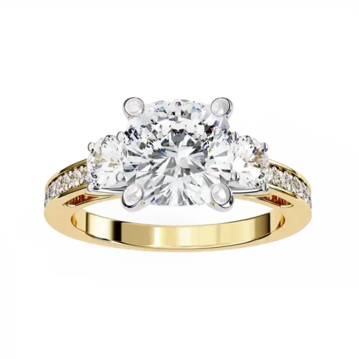 Princess Three Stone 0.66 Carat Diamond Solid Gold Engagement Ring - Image 10