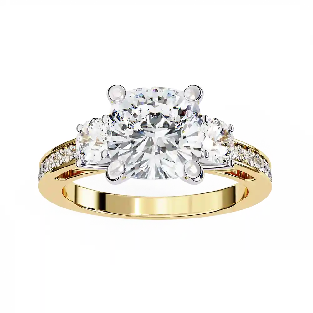 Princess Three Stone 0.66 Carat Diamond Solid Gold Engagement Ring - Image 10