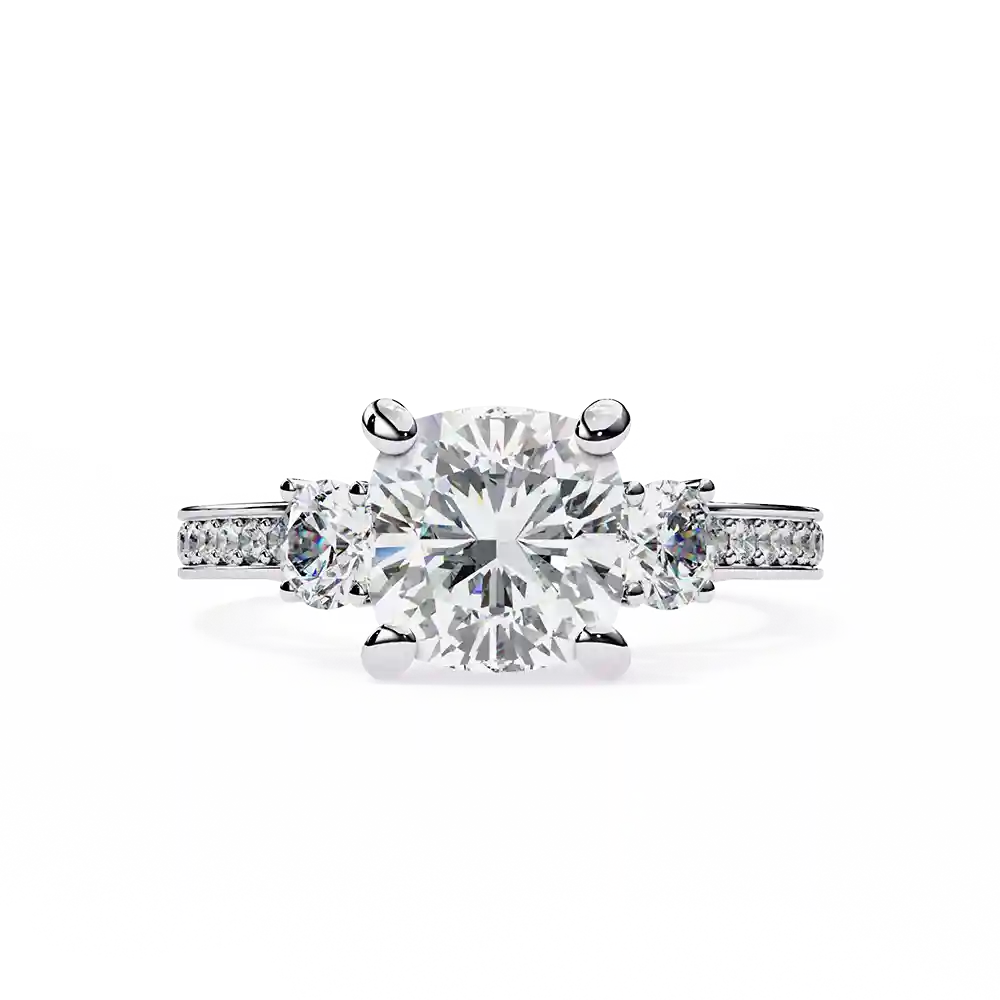 Princess Three Stone 0.66 Carat Diamond Solid Gold Engagement Ring