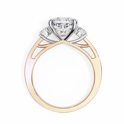 Princess Three Stone 0.66 Carat Diamond Solid Gold Engagement Ring - Image 4