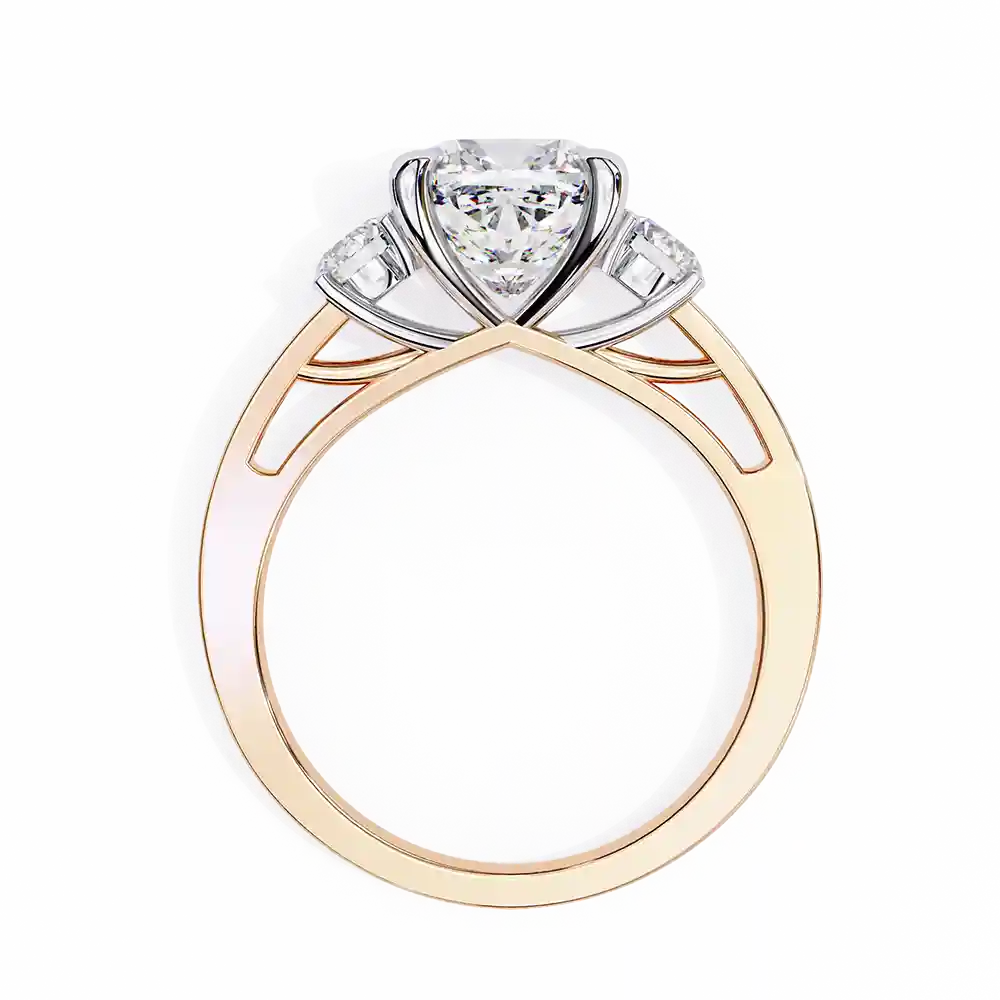 Princess Three Stone 0.66 Carat Diamond Solid Gold Engagement Ring - Image 4