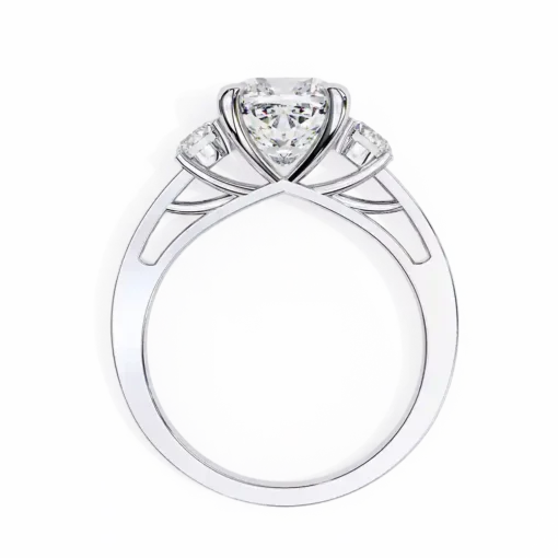 Princess Three Stone 0.66 Carat Diamond Solid Gold Engagement Ring - Image 5