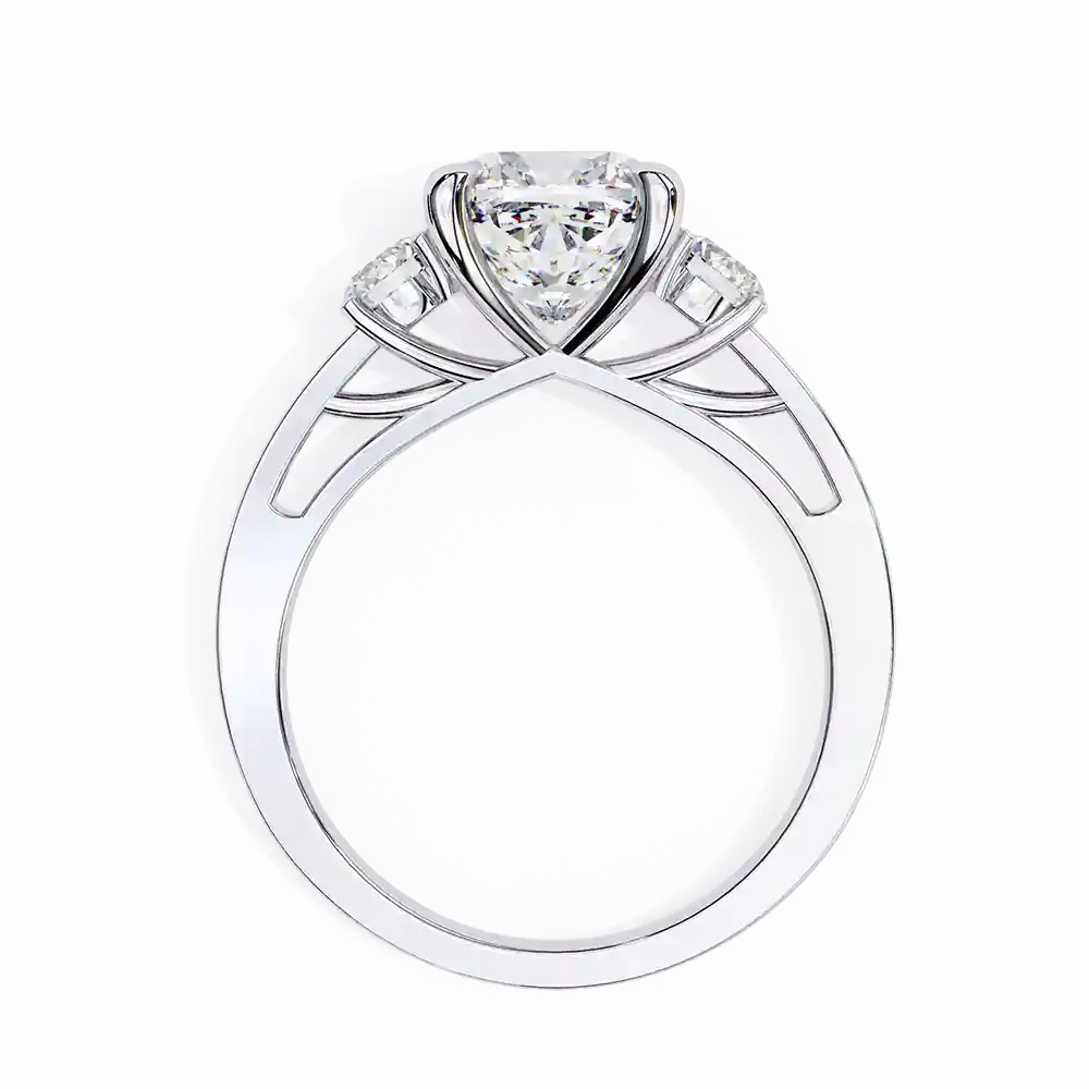 Princess Three Stone 0.66 Carat Diamond Solid Gold Engagement Ring - Image 5