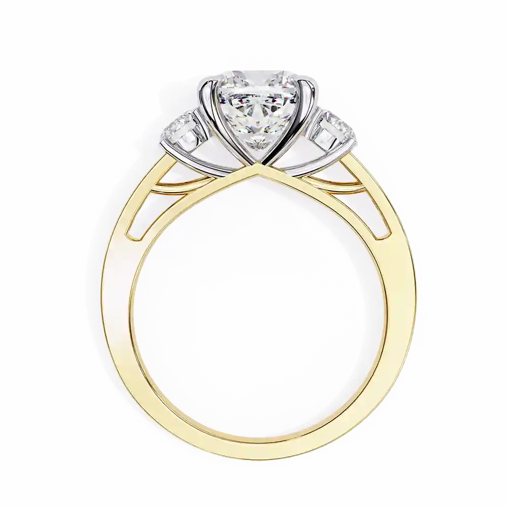 Princess Three Stone 0.66 Carat Diamond Solid Gold Engagement Ring - Image 6